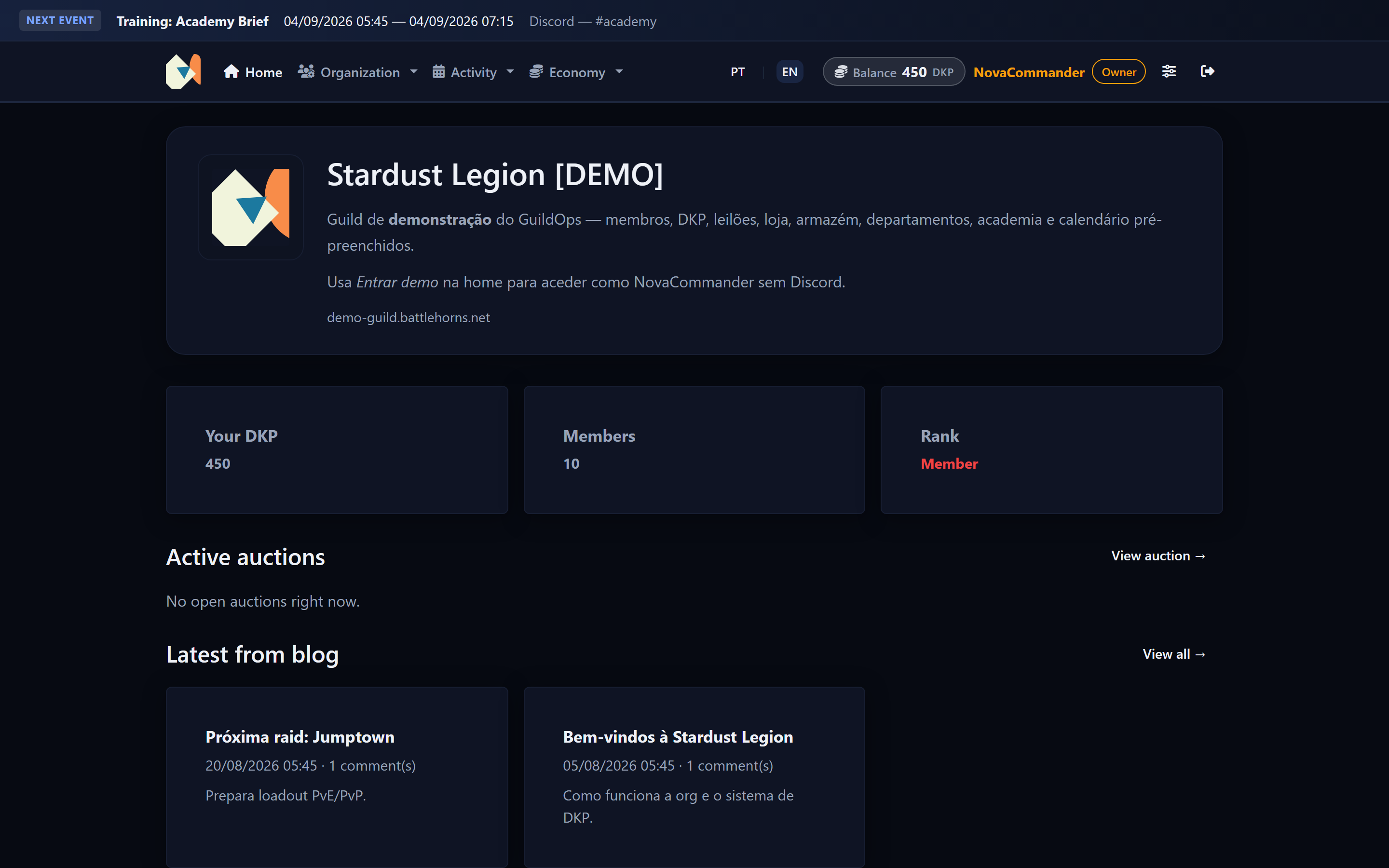 Guild homepage